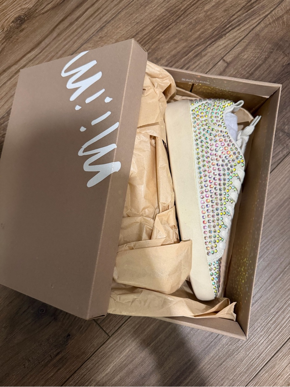 Mi.iM Cream Platform Sneakers with Iridescent Crystal Accents